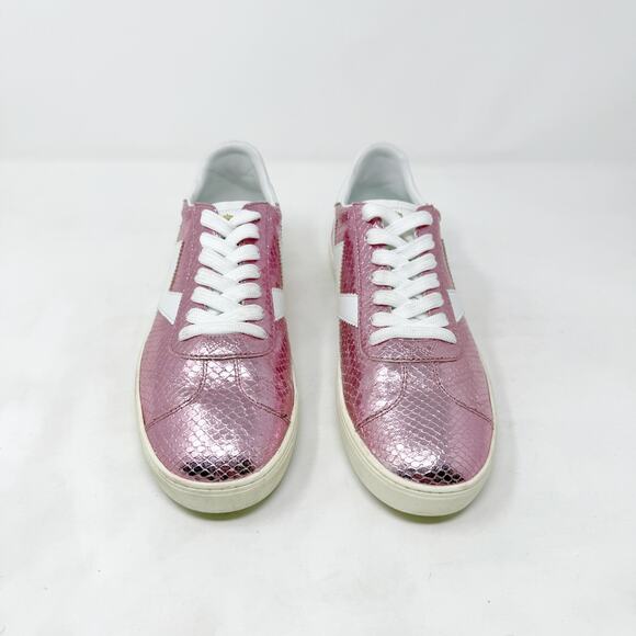 [Stuart Weitzman] Daryl Pink Metallic Snake Embossed Leather Sneakers Size 8.5 - Picture 6 of 12